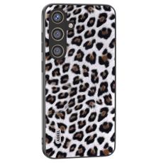 ABEEL - ABEEL Samsung Galaxy S24 Skal L&auml;derbelagt Leopardm&ouml;nster Silver