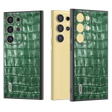 ABEEL - ABEEL Samsung Galaxy S24 Ultra Skal Äkta Läder Krokodil Grön