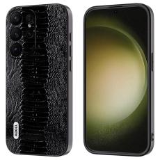 ABEEL - ABEEL Samsung Galaxy S24 Ultra Skal &Auml;kta L&auml;der Krokodiltextur Svart