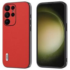 ABEEL - ABEEL Samsung Galaxy S24 Ultra Skal &Auml;kta L&auml;der Litchi R&ouml;d