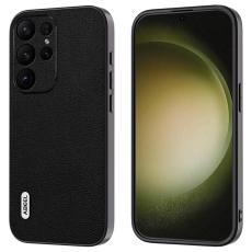 ABEEL - ABEEL Samsung Galaxy S24 Ultra Skal &Auml;kta L&auml;der Litchi Svart