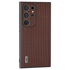ABEEL - ABEEL Samsung Galaxy S24 Ultra Skal Äkta Läder + PC + TPU - Kaffe