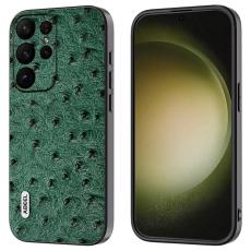 ABEEL - ABEEL Samsung Galaxy S24 Ultra Skal Äkta Läder Strutsgrön