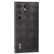 ABEEL - ABEEL Samsung Galaxy S24 Ultra Skal Grid Textur PU Läder Svart