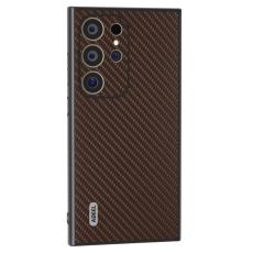 ABEEL - ABEEL Samsung Galaxy S24 Ultra Skal Kolfiber PU Läder Brun