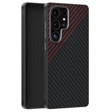 ABEEL - ABEEL Samsung Galaxy S24 Ultra Skal MagSafe Kolfiber Svart/Röd