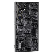 ABEEL - ABEEL Samsung Galaxy S24 Ultra Skal Mahjong Textur Läder Svart