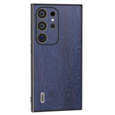 ABEEL - ABEEL Samsung Galaxy S24 Ultra Skal Trätextur Läder Blå