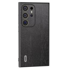 ABEEL - ABEEL Samsung Galaxy S24 Ultra Skal Trätextur Läder Svart