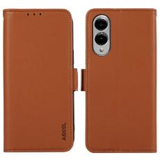 ABEEL - ABEEL Samsung Galaxy S25 Edge Skal L&auml;der med RFID Skydd - Brun