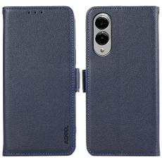 ABEEL - ABEEL Samsung Galaxy S25 Edge Skal Litchi Textur Läder Blå