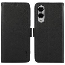 ABEEL - ABEEL Samsung Galaxy S25 Edge Skal Litchi Textur Läder Svart