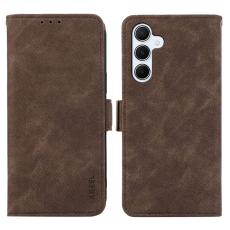ABEEL - ABEEL Samsung Galaxy S25 FE Skal PU Läder Folio Ställ Brown