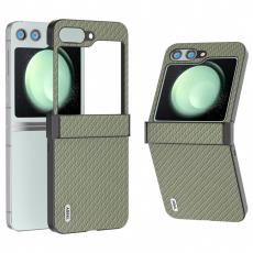 ABEEL - ABEEL Samsung Galaxy Z Flip5 Fodral Hinge Skydd Kolfiber Ljusgr&ouml;n