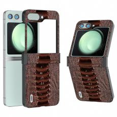 ABEEL - ABEEL Samsung Galaxy Z Flip5 Fodral Krokodiltextur Brun