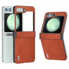 ABEEL - ABEEL Samsung Galaxy Z Flip5 Fodral PU L&auml;der + H&aring;rd PC - Brun