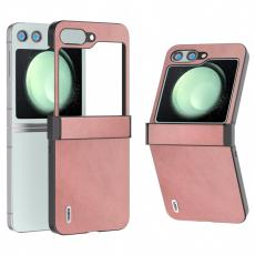 ABEEL - ABEEL Samsung Galaxy Z Flip5 Fodral PU L&auml;der + H&aring;rd PC - Rosa
