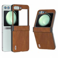 ABEEL - ABEEL Samsung Galaxy Z Flip5 Fodral Retro Läder + PC - Brun