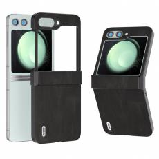 ABEEL - ABEEL Samsung Galaxy Z Flip5 Fodral Retro Läder + PC - Svart