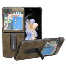 ABEEL - ABEEL Samsung Galaxy Z Flip5 Kickstand Skal PU Läder Grön