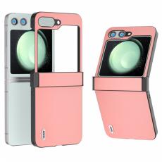 ABEEL - ABEEL Samsung Galaxy Z Flip5 Skal &Auml;kta L&auml;der PC Fodral - Rosa