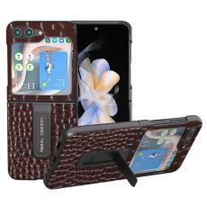 ABEEL - ABEEL Samsung Galaxy Z Flip5 Skal Crocodile Textur Kaffe
