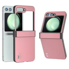 ABEEL - ABEEL Samsung Galaxy Z Flip5 Skal Hinge Protection Äkta Läder Rosa