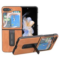 ABEEL - ABEEL Samsung Galaxy Z Flip5 Skal PU L&auml;der Brun