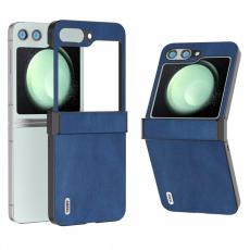 ABEEL - ABEEL Samsung Galaxy Z Flip5 Skal Retro Läder + PC Hinge Blå