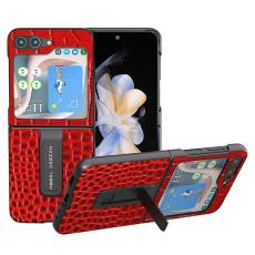 ABEEL - ABEEL Samsung Galaxy Z Flip5 Skal R&ouml;d i &Auml;kta L&auml;der och PC
