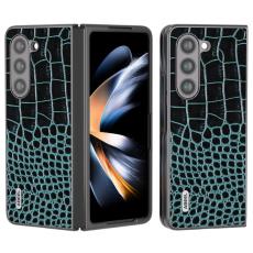 ABEEL - ABEEL Samsung Galaxy Z Fold5 Fodral i Läder Krokodil Blå