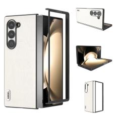 ABEEL - ABEEL Samsung Galaxy Z Fold6 5G Skal &Auml;kta L&auml;der Gr&aring; Vit