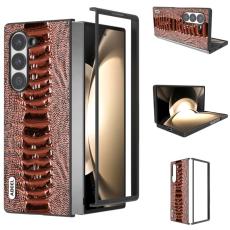 ABEEL - ABEEL Samsung Galaxy Z Fold6 5G Skal &Auml;kta L&auml;der Krokodil - Kaffe