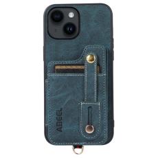 ABEEL - ABEEL Style 01 Kickstand Case iPhone 14 Litchi Bl&aring;