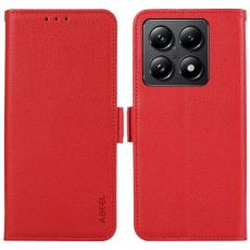 ABEEL - ABEEL Xiaomi 14T Skal Litchi Textur Läder RFID Blocker Röd