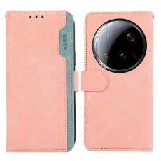 ABEEL - ABEEL Xiaomi 15 Ultra Skal Splicing Läder Flip Fodral Rosa