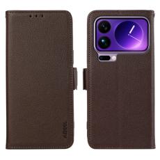 ABEEL - ABEEL Xiaomi 17 Pro Max Skal Litchi Textur Läder RFID Blocker Brun