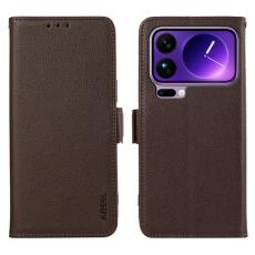 ABEEL - ABEEL Xiaomi 17 Pro Skal Litchi Textur Läder RFID Blocker Brun