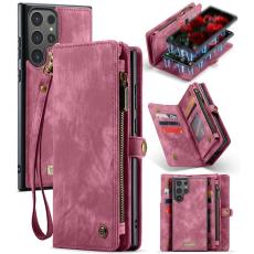 Caseme - CASEME 008 Samsung Galaxy S24 Ultra Skal Läder med Plånbok Röd