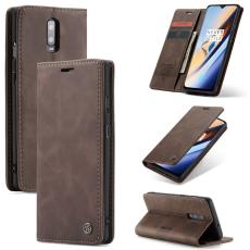 Caseme - CASEME 013 Auto-absorberande L&auml;der Flip Wallet Fodral OnePlus 7 - Coffee