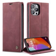 Caseme - CASEME 013 iPhone 15 Pro Läderplånbok Fodral Ställ - Röd