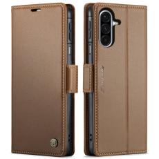 Caseme - CASEME 023 Series Konstl&auml;der Pl&aring;nboksfodral f&ouml;r Samsung Galaxy A17 5G/4G - Brun