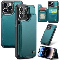 Caseme - CASEME C22 iPhone 14 Pro Fodral Läder RFID Kortfack Grön