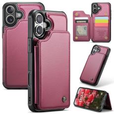 Caseme - CASEME C22 iPhone 16 Plus Fodral L&auml;der med RFID - R&ouml;d