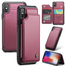 Caseme - CASEME C22 iPhone X / XS Skal Läder med RFID Kortfack - Röd