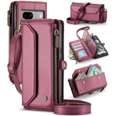 Caseme - CASEME C36 Läderfodral för Google Pixel 7a - Vinröd