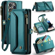 Caseme - CASEME C36 Läderfodral för iPhone 14 Pro med kortfack - Grön