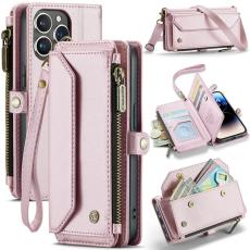 Caseme - CASEME C36 Läderfodral för iPhone 14 Pro med kortfack - Rosa