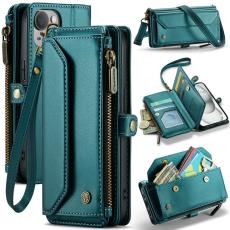 Caseme - CASEME C36 Läderfodral för iPhone 15 med kortfack - Grön