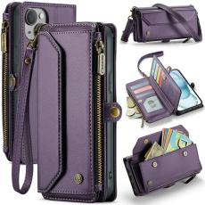 Caseme - CASEME C36 Läderfodral för iPhone 15 Plus med kortfack - Lila